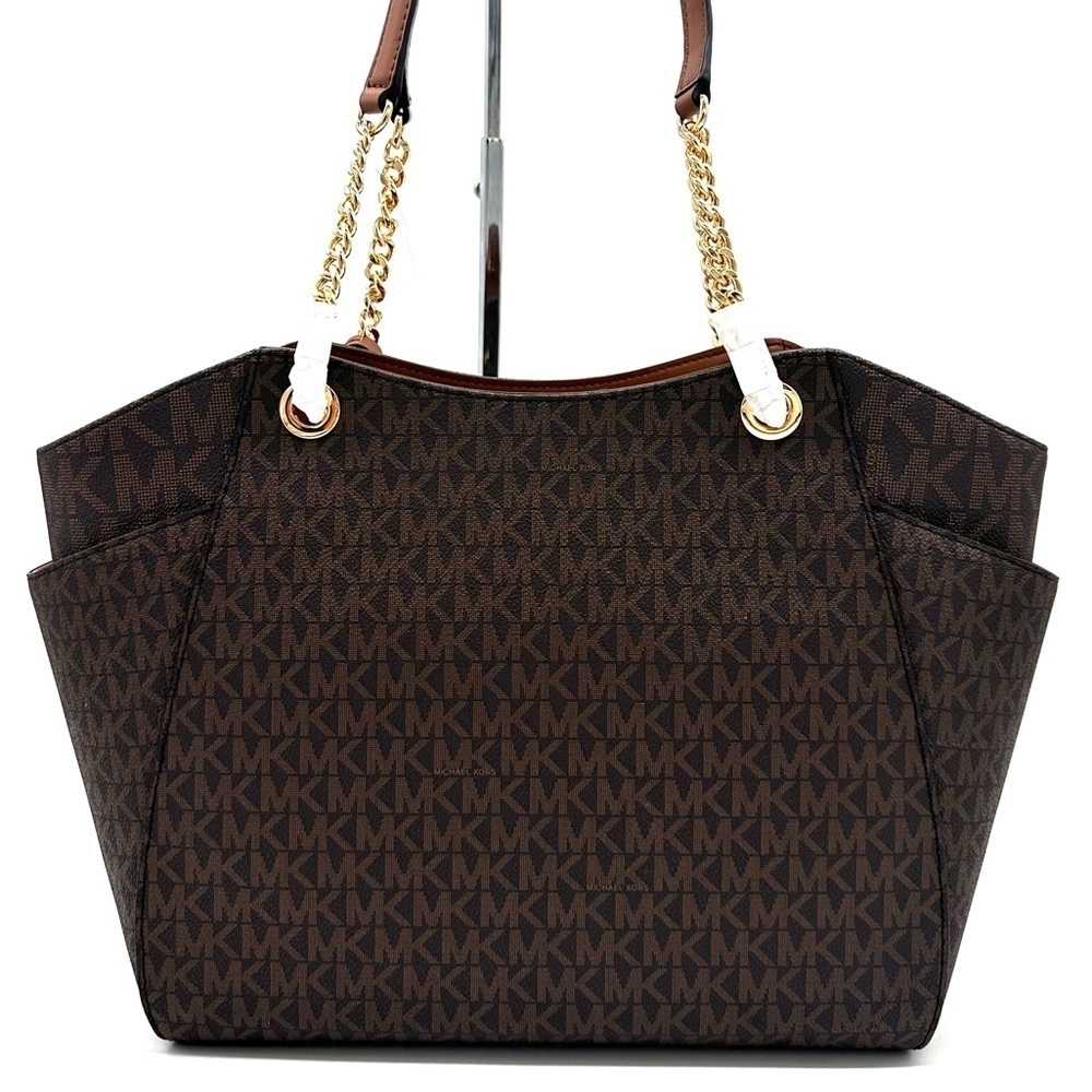Michael Kors Large Jet Set Travel Chain Shoulder Bag & Continental Wallet Brown - Picture 7 of 12